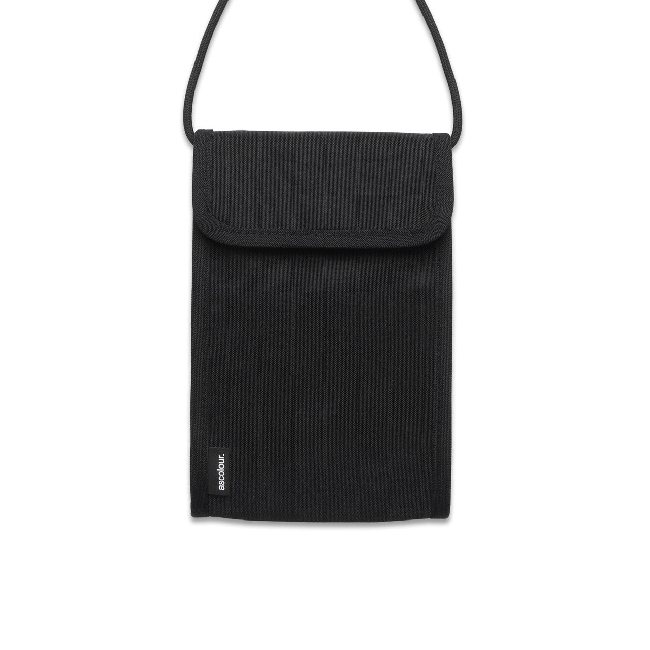 Black AS Colour 1011 recycled phone bag with strap and flap closure