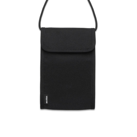 Black AS Colour 1011 recycled phone bag with strap and flap closure