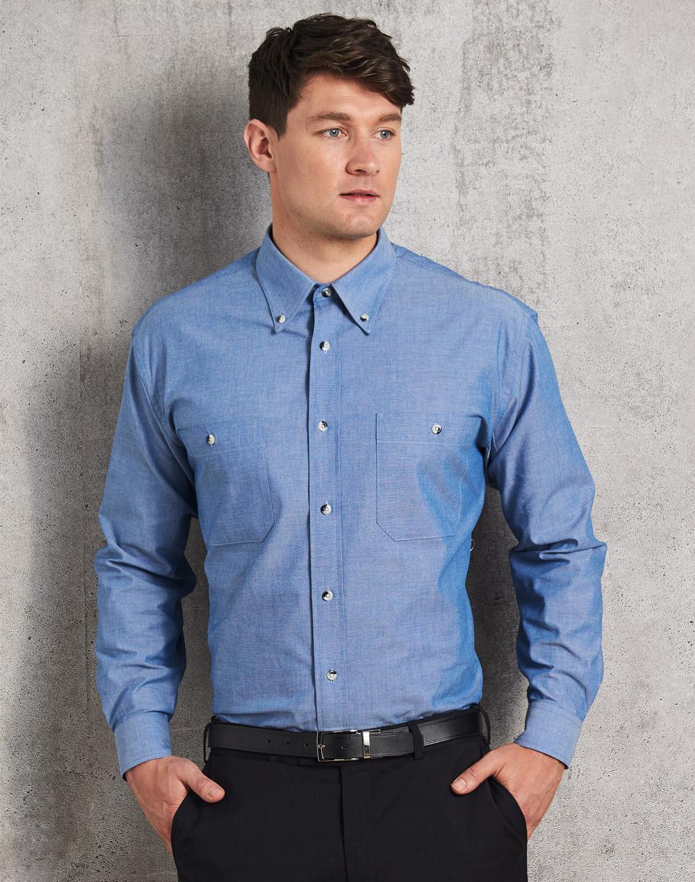 Mens w/f chambray shirt L/S - BS03L