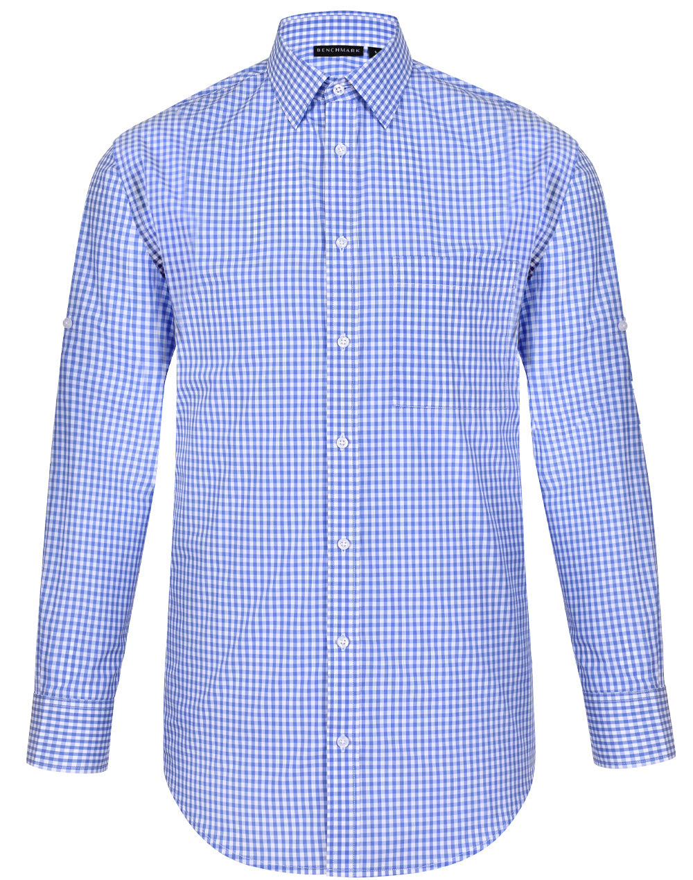 Men's Gingham Check Roll-up L/S Shirt - M7300L