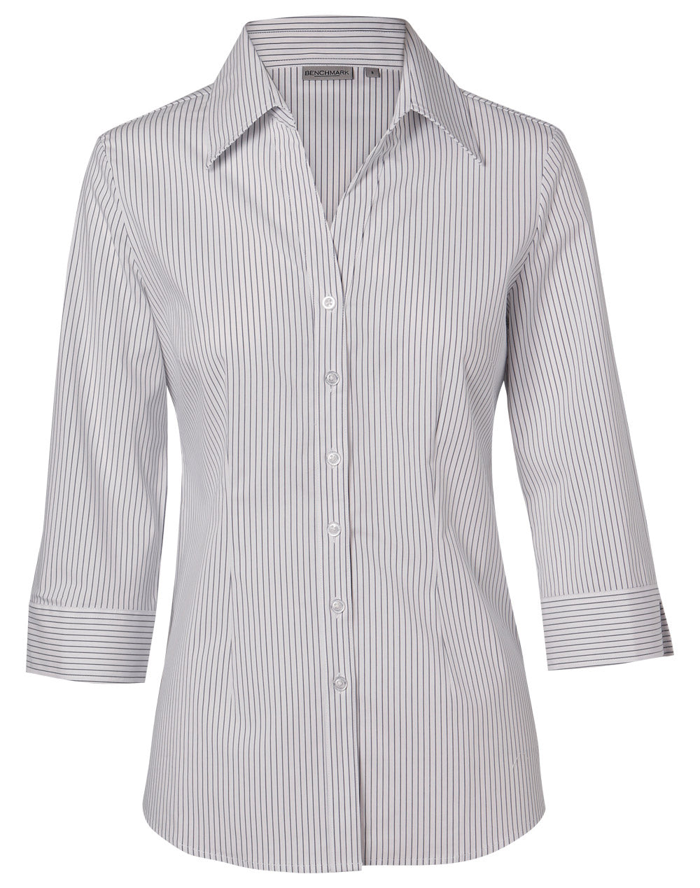 Women's Ticking Stripe 3/4 Sleeve Shirt - M8200Q