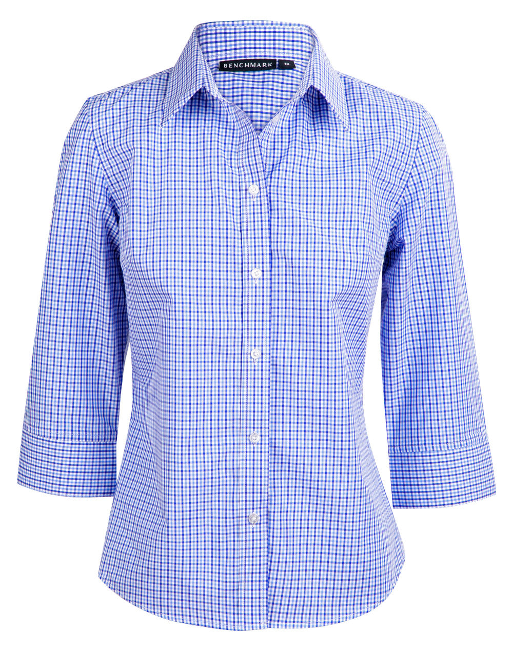 Ladies' Two Tone Check 3/4 Sleeve Shirt - M8320Q