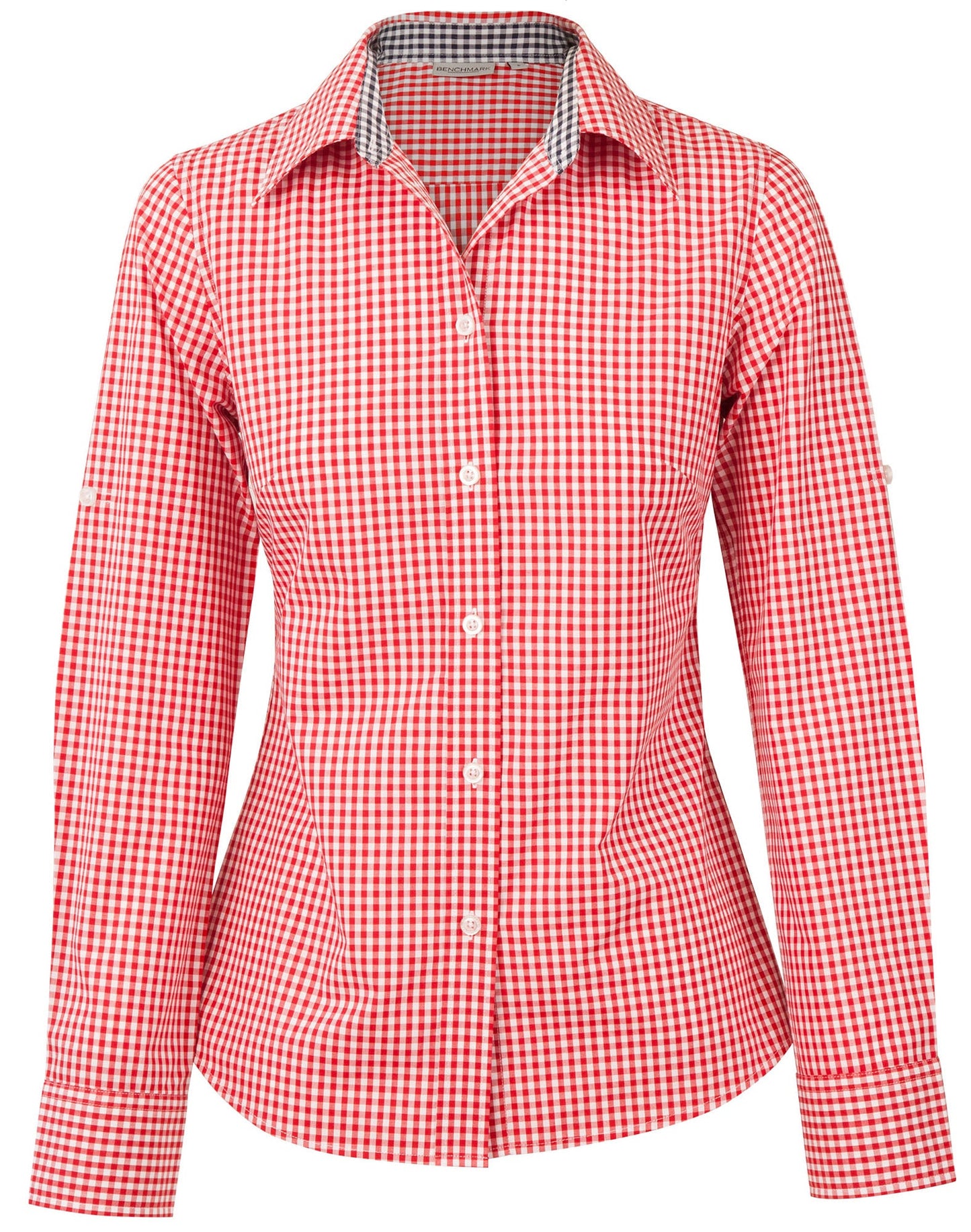 Women's Gingham Check Roll-up L/S Shirt - M8330L