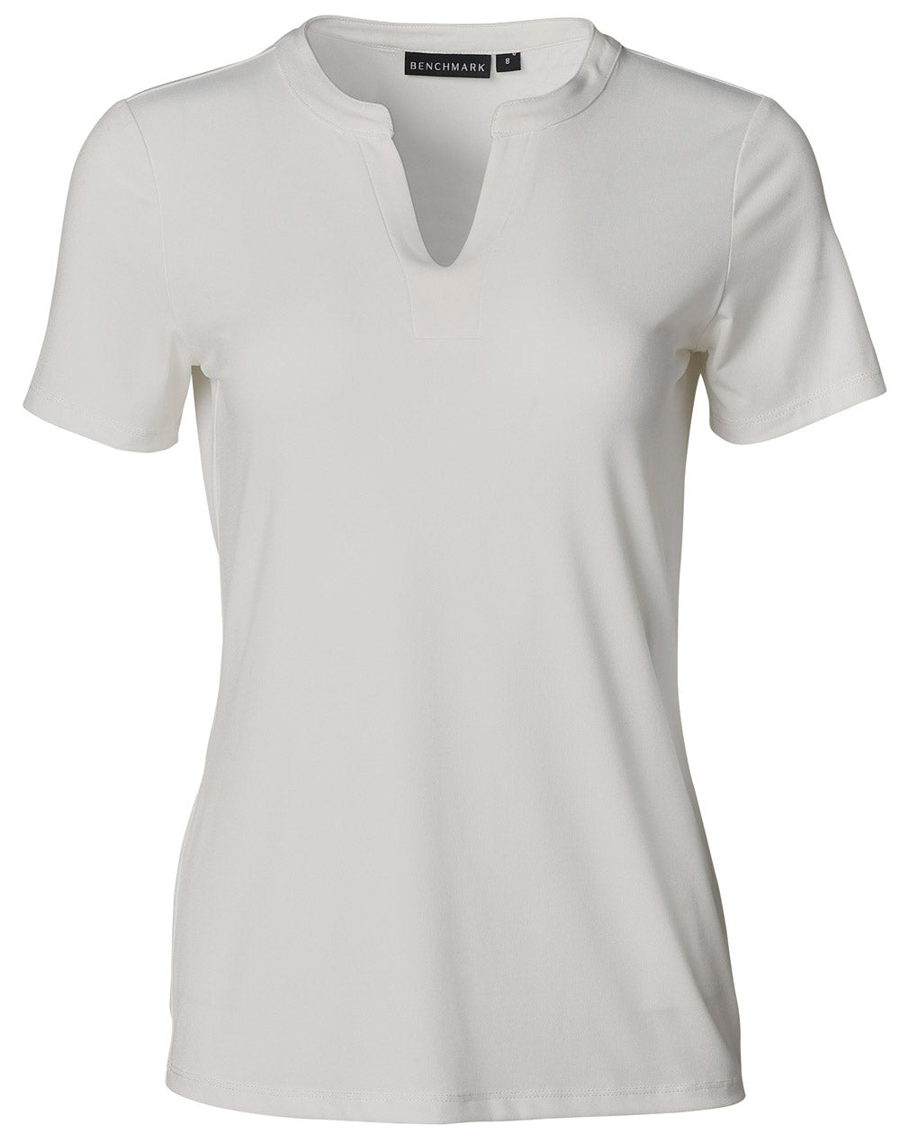 Ladies' V-neck with Tab S/S Knit Top - M8840
