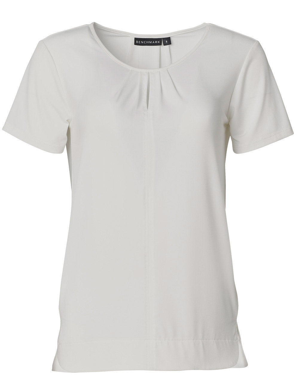 Ladies' Round Neck with Pleats S/S Knit Top - M8850