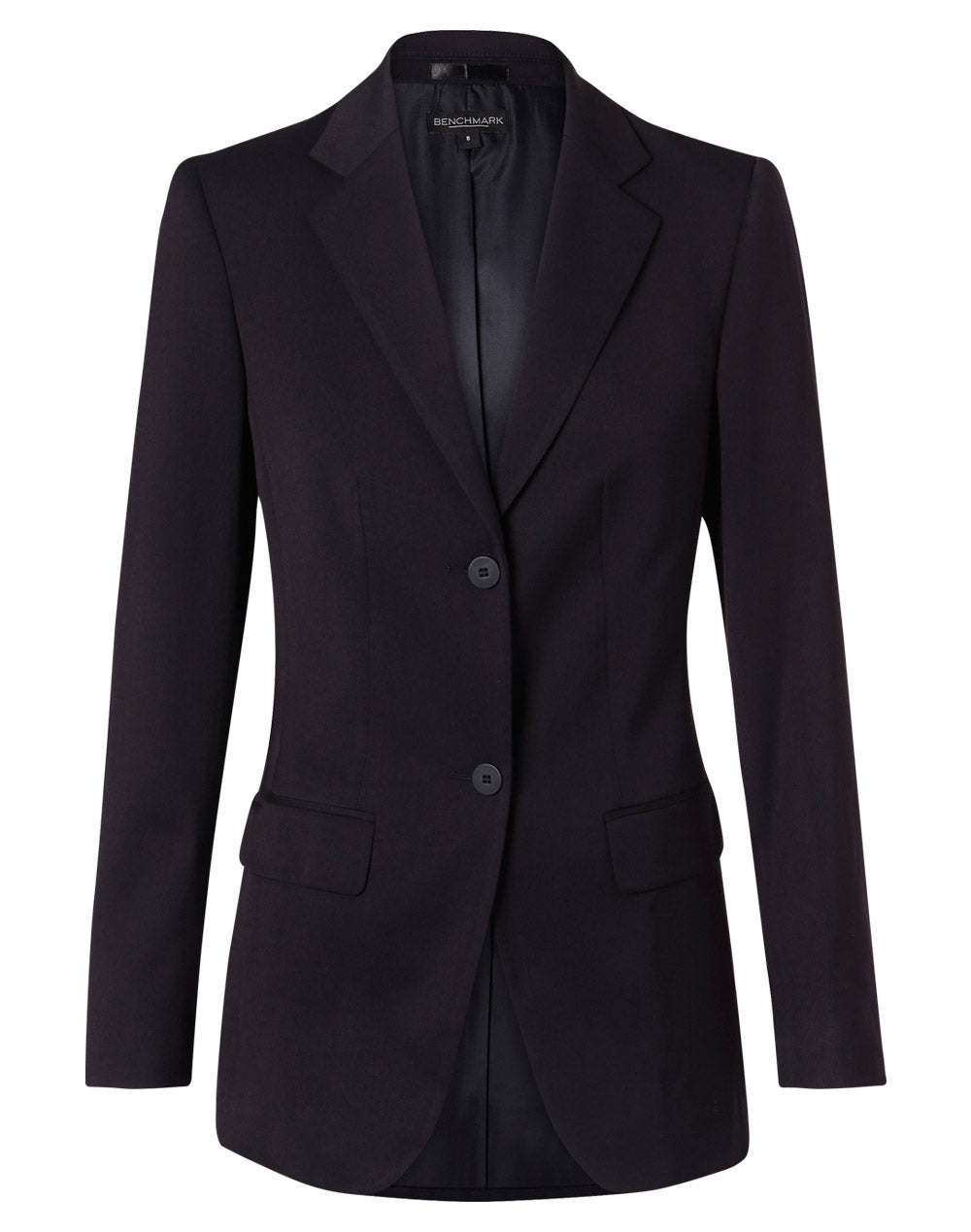 Women's Two Buttons Mid Length Jacket in Poly/Viscose Stretch - M9206