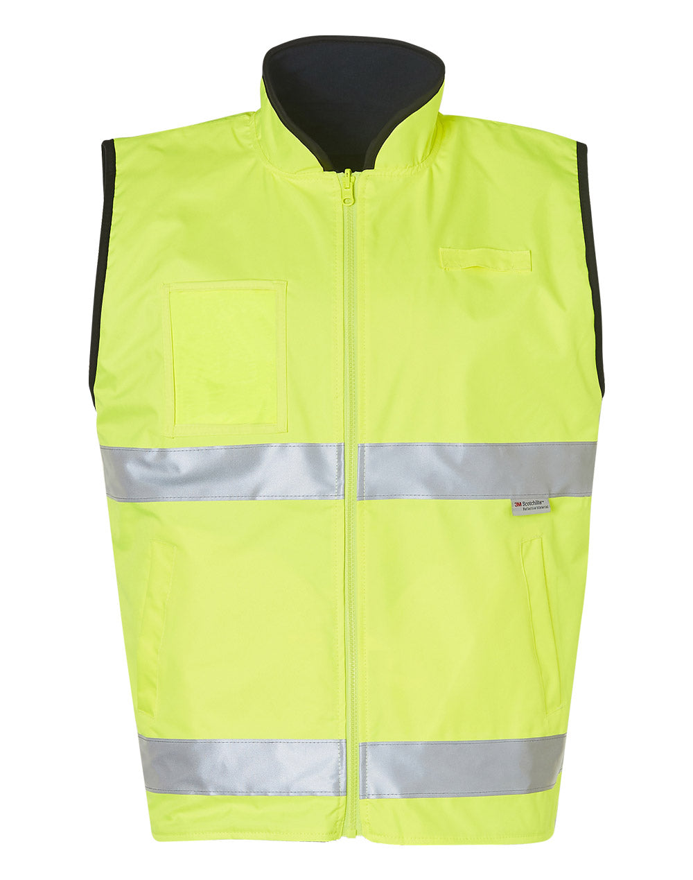 Hi-Vis Reversible Mandarine Collar Safety Vest With 3M Tapes - SW49