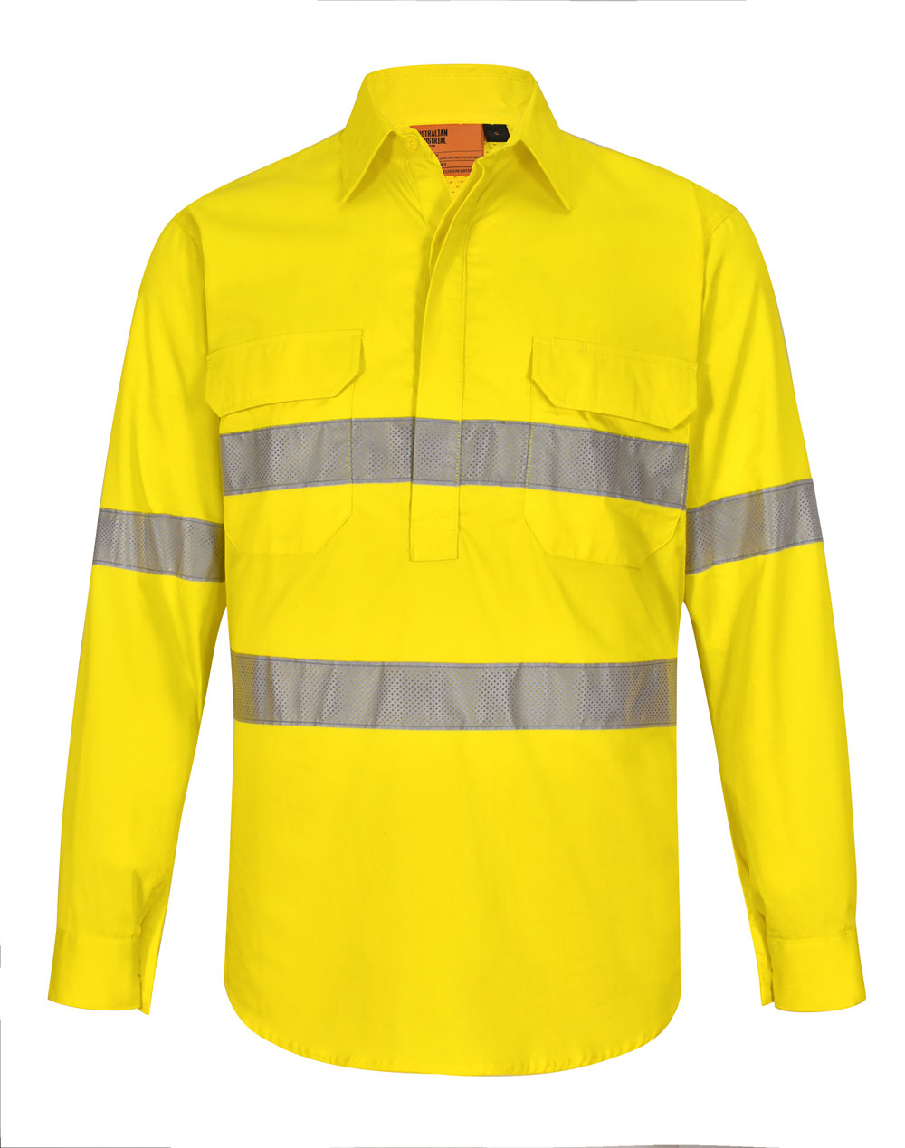 Hi Vis Cool-Breeze Closed Front L/S Shirt (Perforated Tape) - SW87