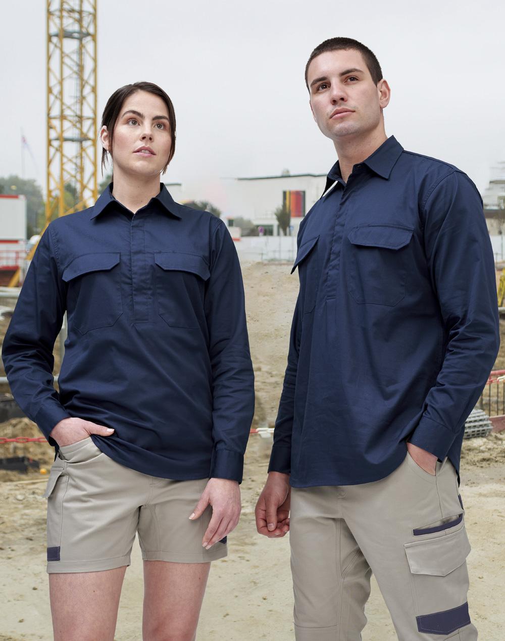 Cool-Breeze Closed Front L/S Work Shirt - WT12