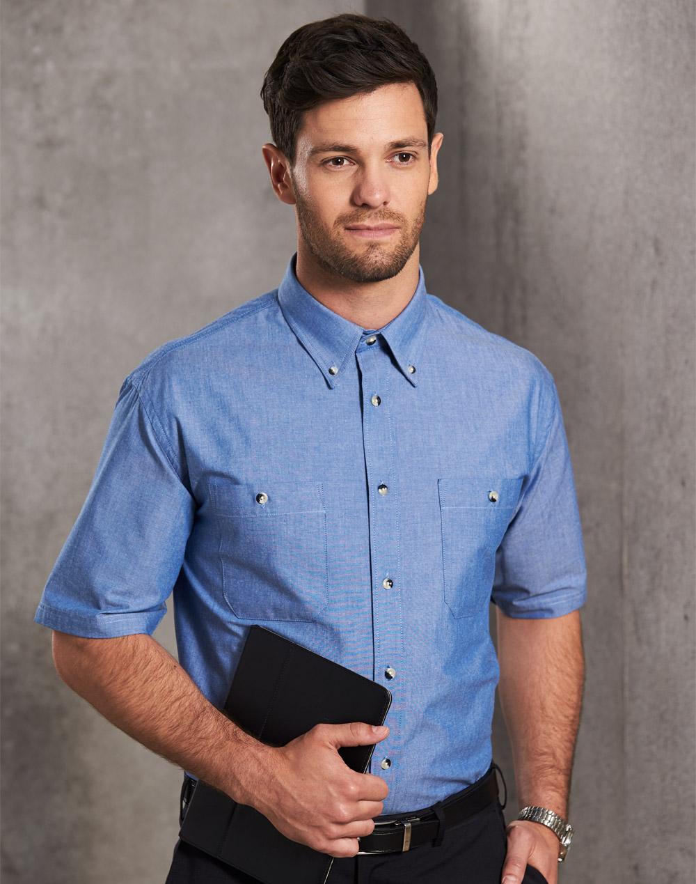 Mens w/f chambray shirt S/S - BS03S