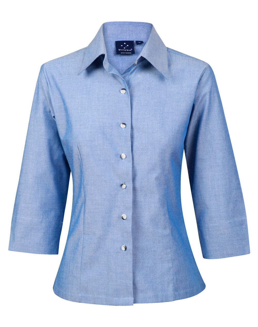 Ladies' wrinkle free chambray shirt 3/4 sleeve - BS04