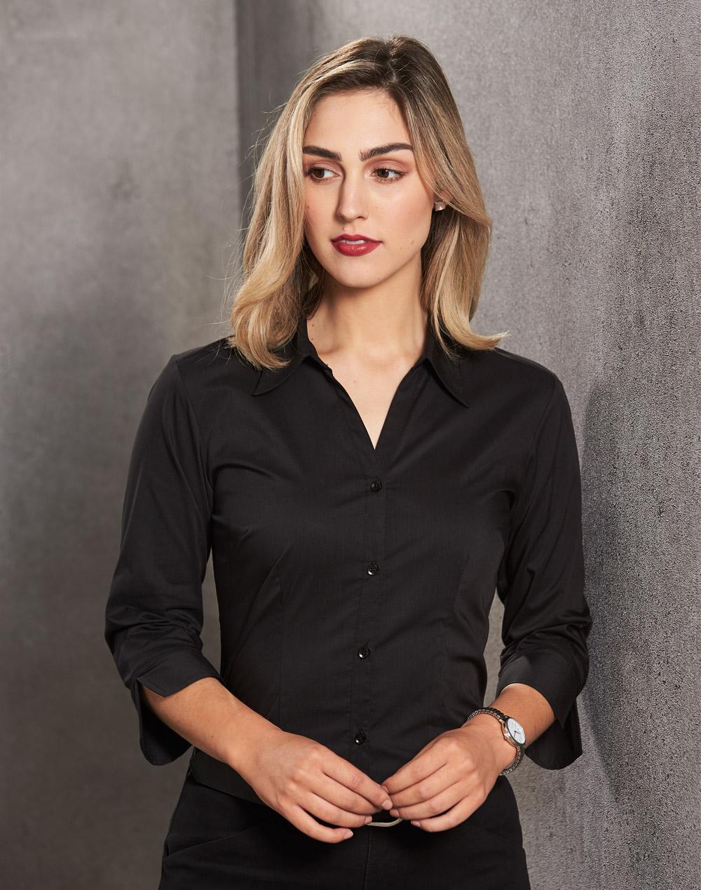Ladies' 3/4 sleeve teflon shirt - BS07Q