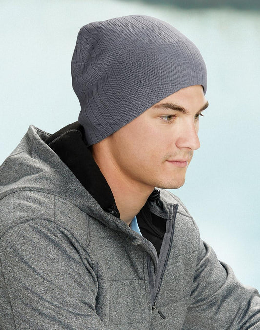 Acrylic knit beanie with cable row feature - CH62