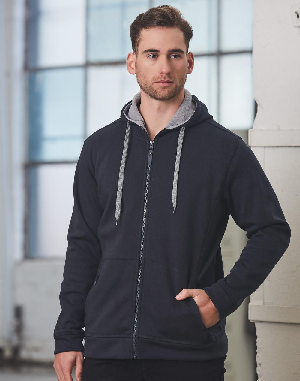 Men's Full Zip Contrast Fleece Hoodie - FL17