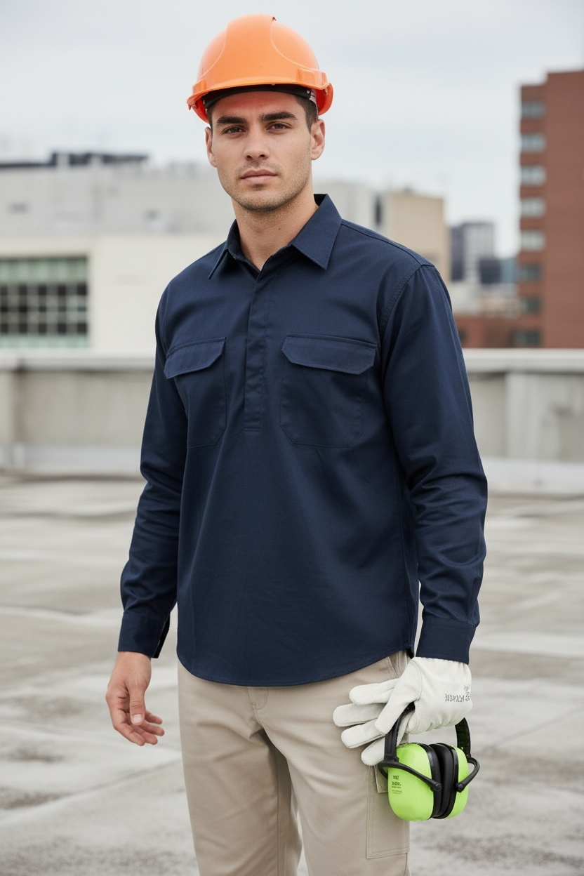 Cool-Breeze Closed Front L/S Work Shirt - WT12