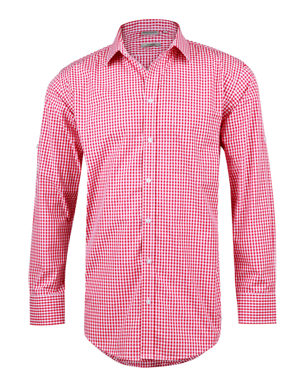 Men's Gingham Check Roll-up L/S Shirt - M7300L