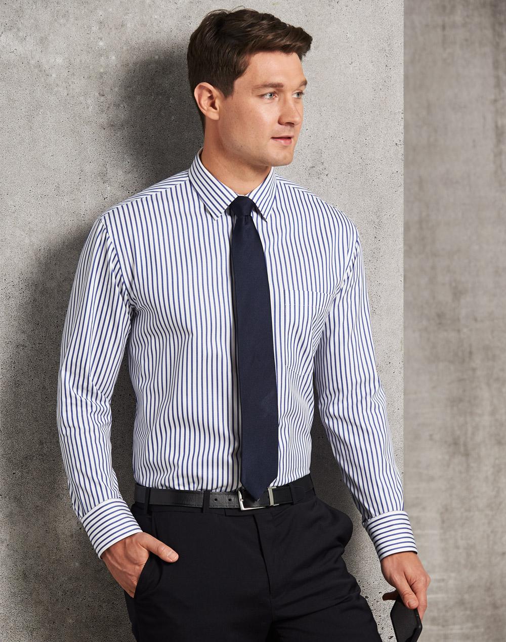 Men’s Sateen Stripe L/S Shirt - M7310L