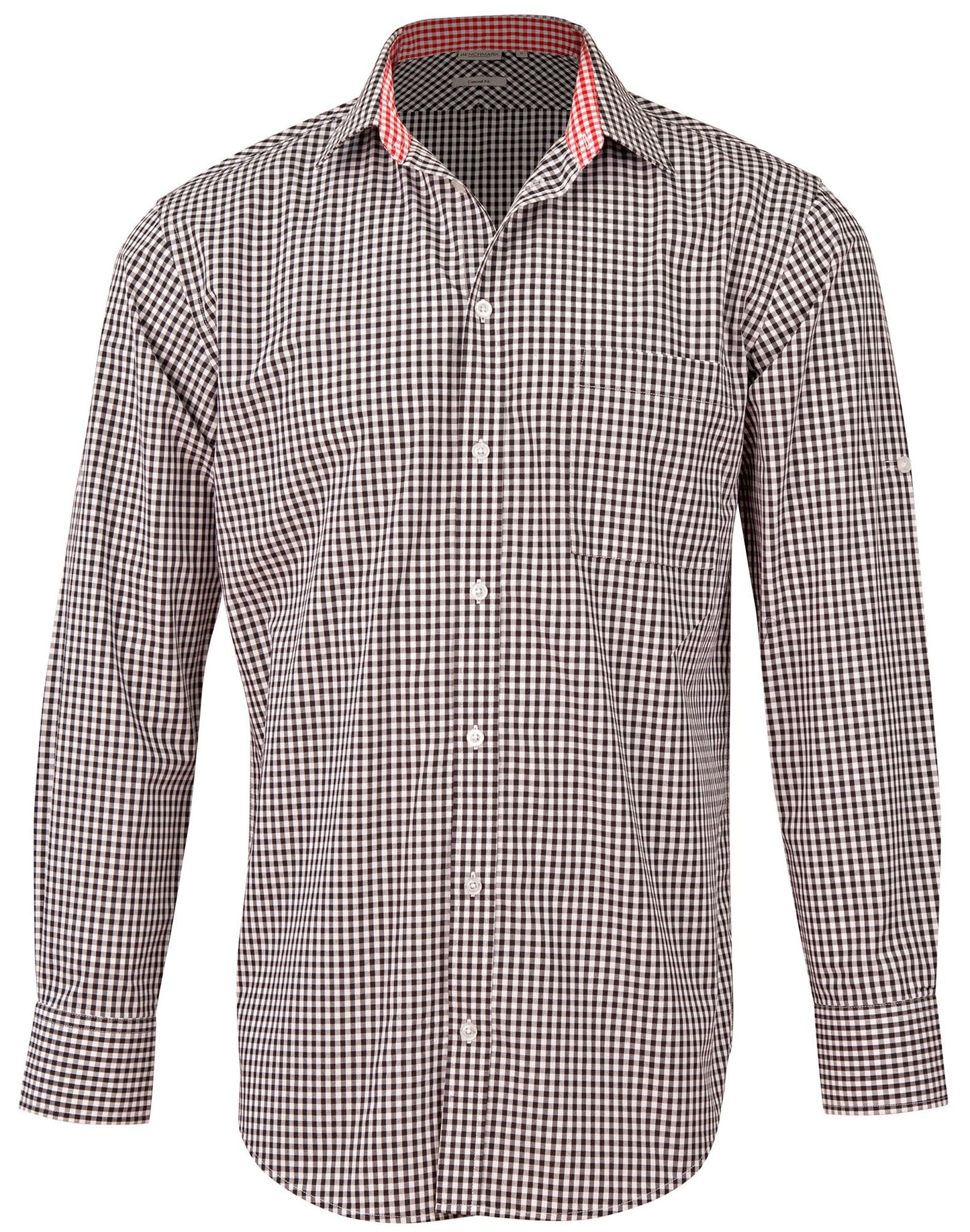 Men's Gingham Check Roll-up L/S Shirt - M7330L