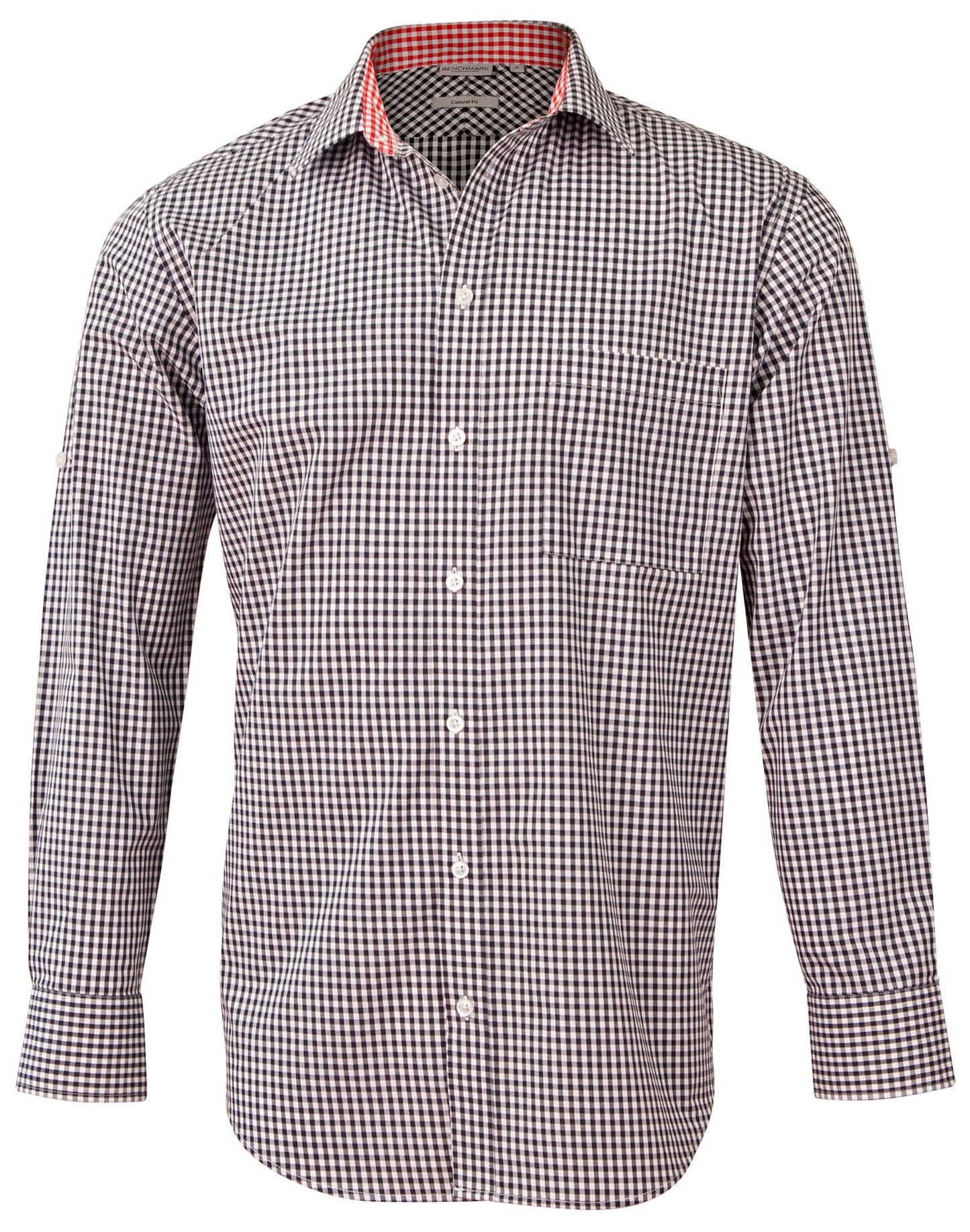 Men's Gingham Check Roll-up L/S Shirt - M7330L