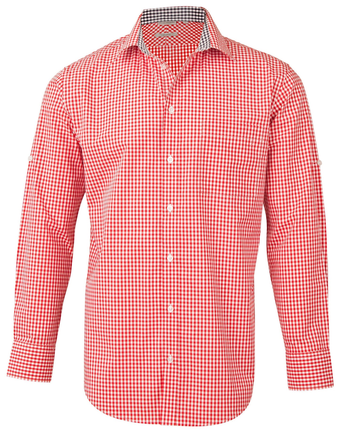 Men's Gingham Check Roll-up L/S Shirt - M7330L