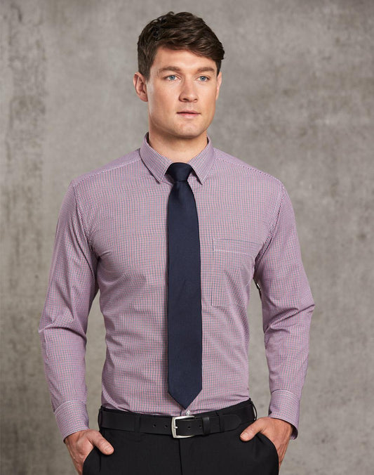 Men's Two Tone Mini Check L/S Shirt - M7340L