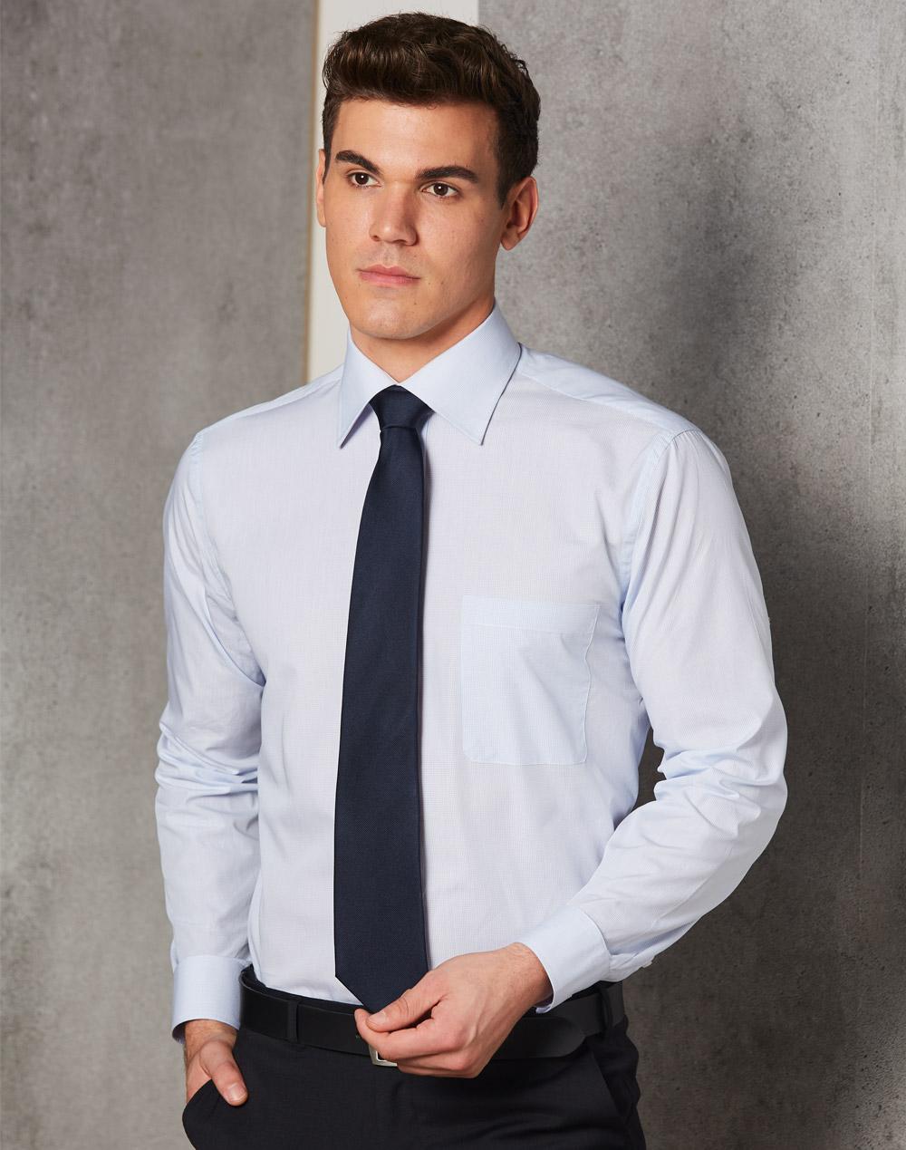 Men's Mini Check Premium Cotton Long Sleeve Shirt - M7362