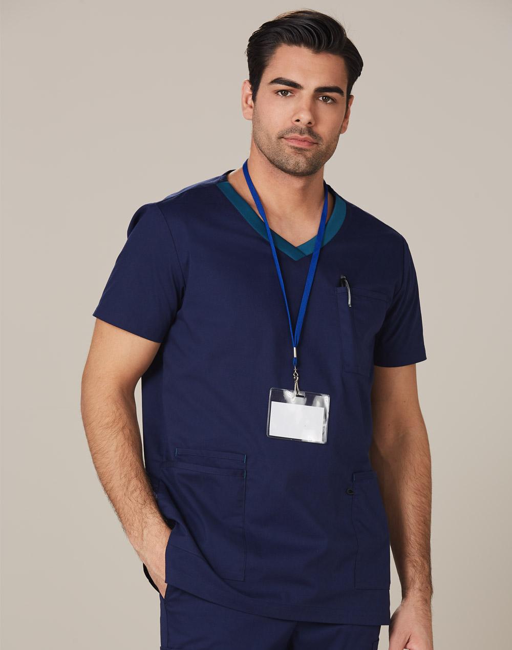 Men's Contrast Colour S/S Scrub Top - M7650