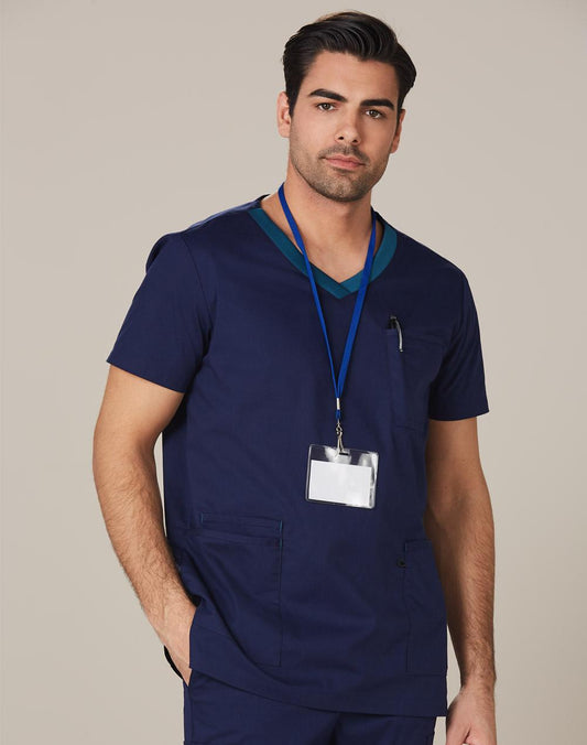 Men's Contrast Colour S/S Scrub Top - M7650
