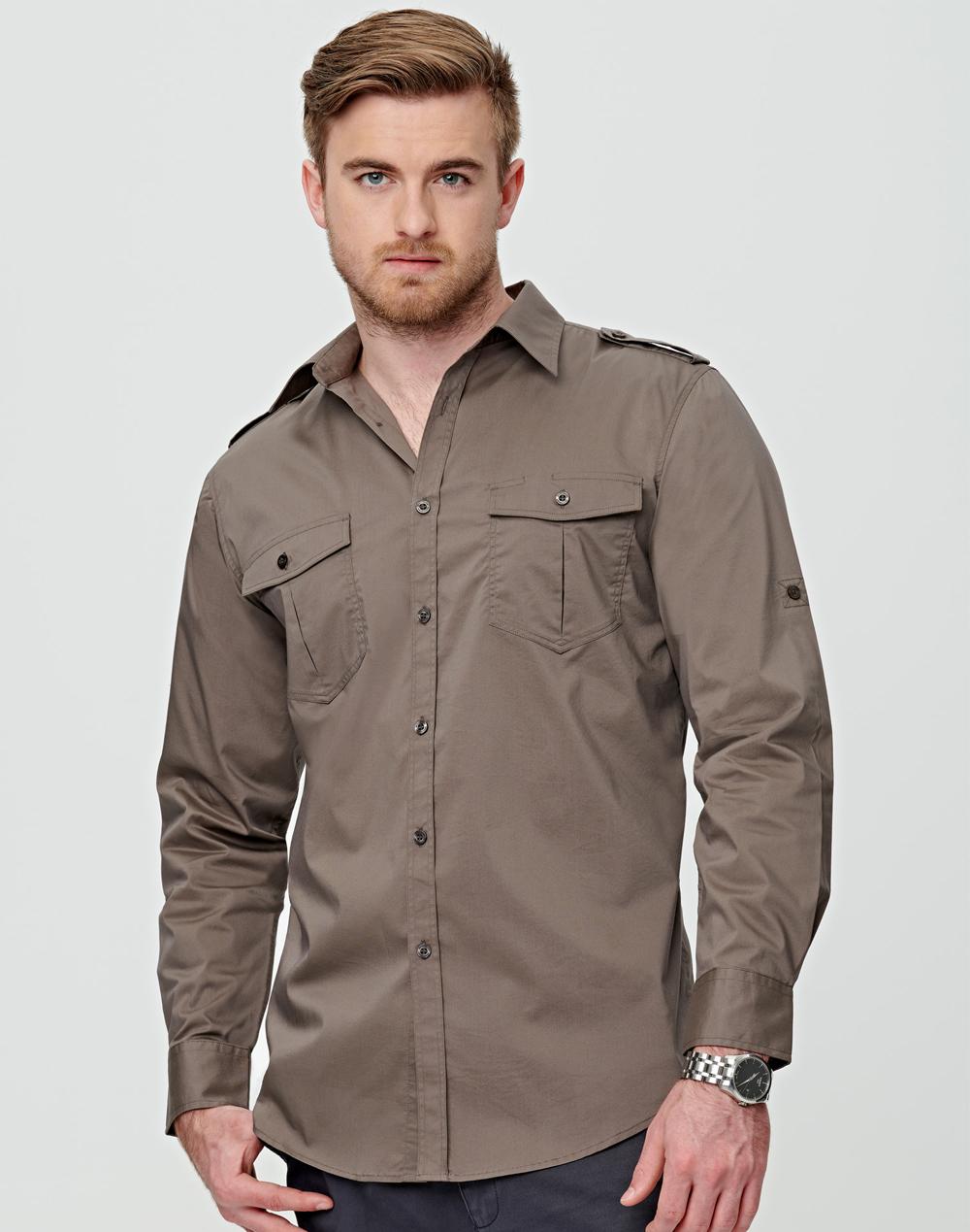 Men's Long Sleeve Military Shirt - M7912