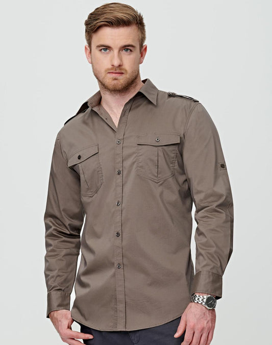 Men's Long Sleeve Military Shirt - M7912