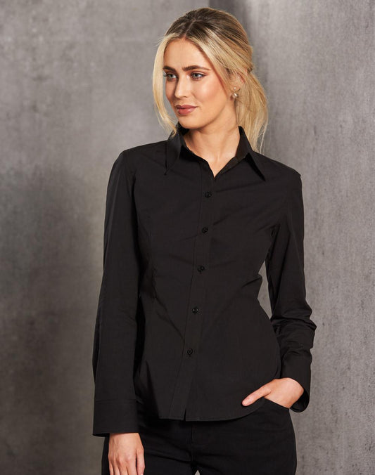 Women's Cotton/Poly Stretch L/S Shirt - M8020L