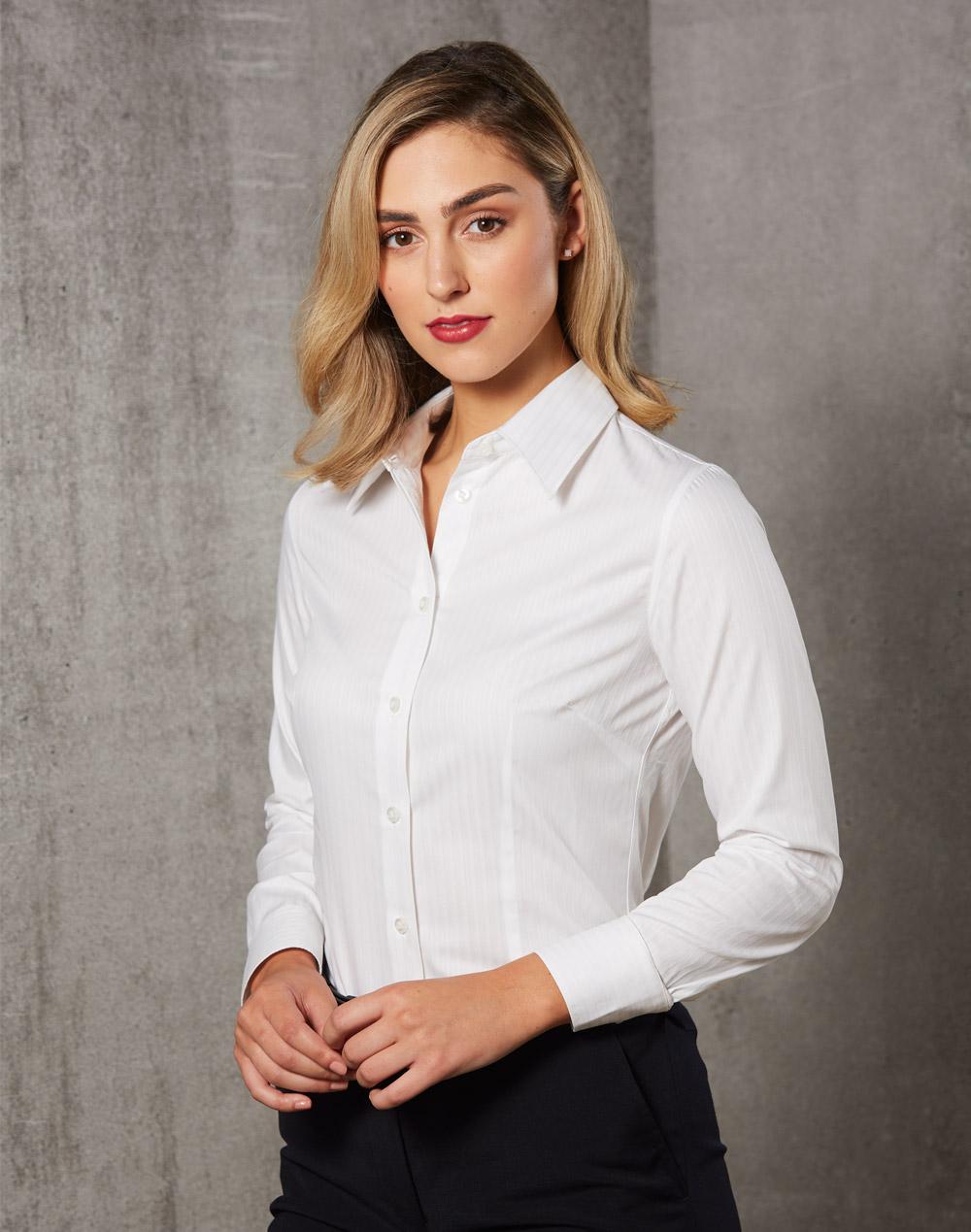 Women's Self Stripe L/S Shirt - M8100L