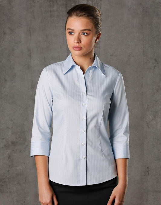 Women's Self Stripe 3/4 Sleeve Shirt - M8100Q