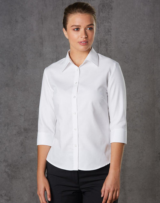 Women's Mini Herringbone 3/4 Sleeve Shirt - M8113