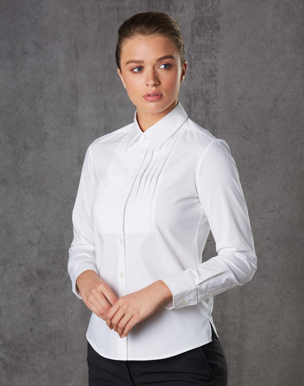 Women's Stretch Tuck Front Long Sleeve Shirt - M8192