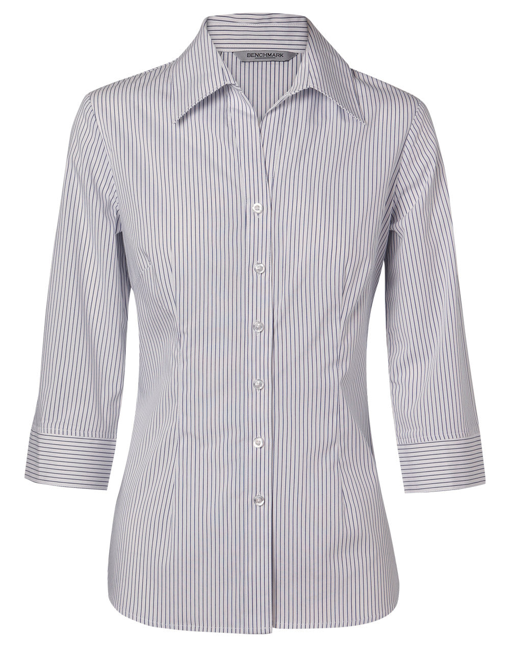 Women's Ticking Stripe 3/4 Sleeve Shirt - M8200Q