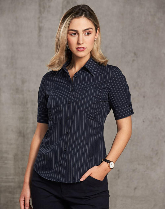 Women's Pin Stripe Short Sleeve Shirt - M8224
