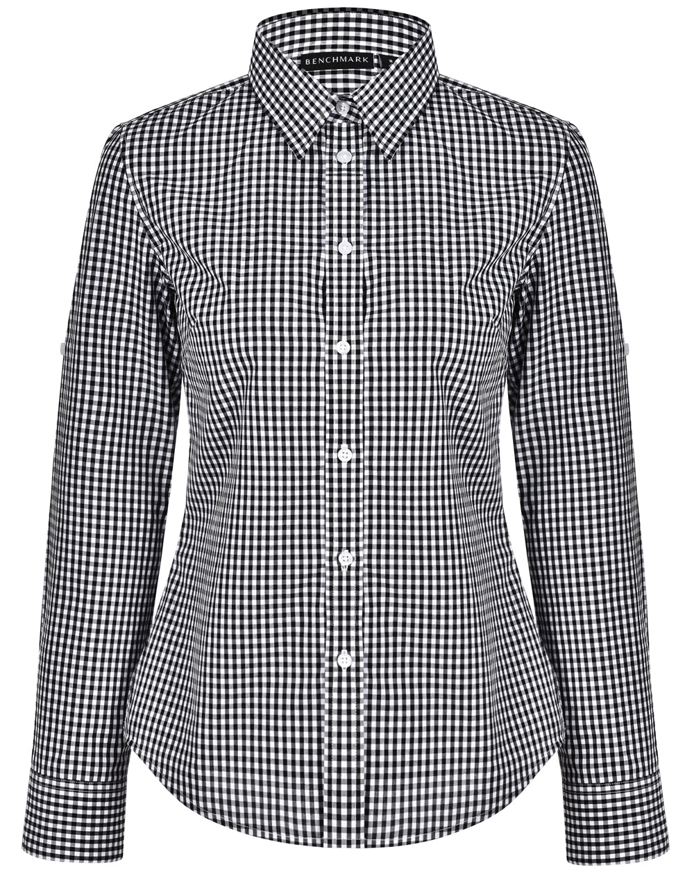Women's Gingham Check Roll-up L/S Shirt - M8300L