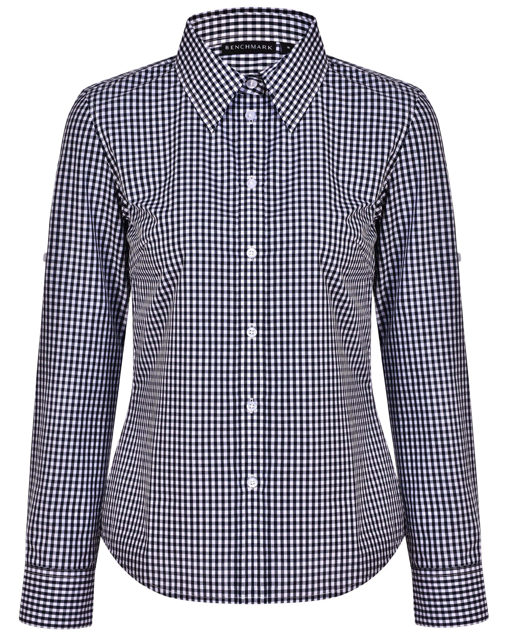 Women's Gingham Check Roll-up L/S Shirt - M8300L