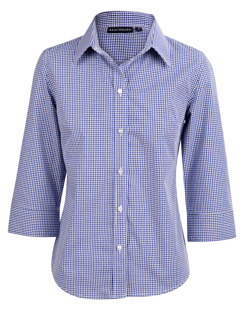 Ladies' Two Tone Check 3/4 Sleeve Shirt - M8320Q