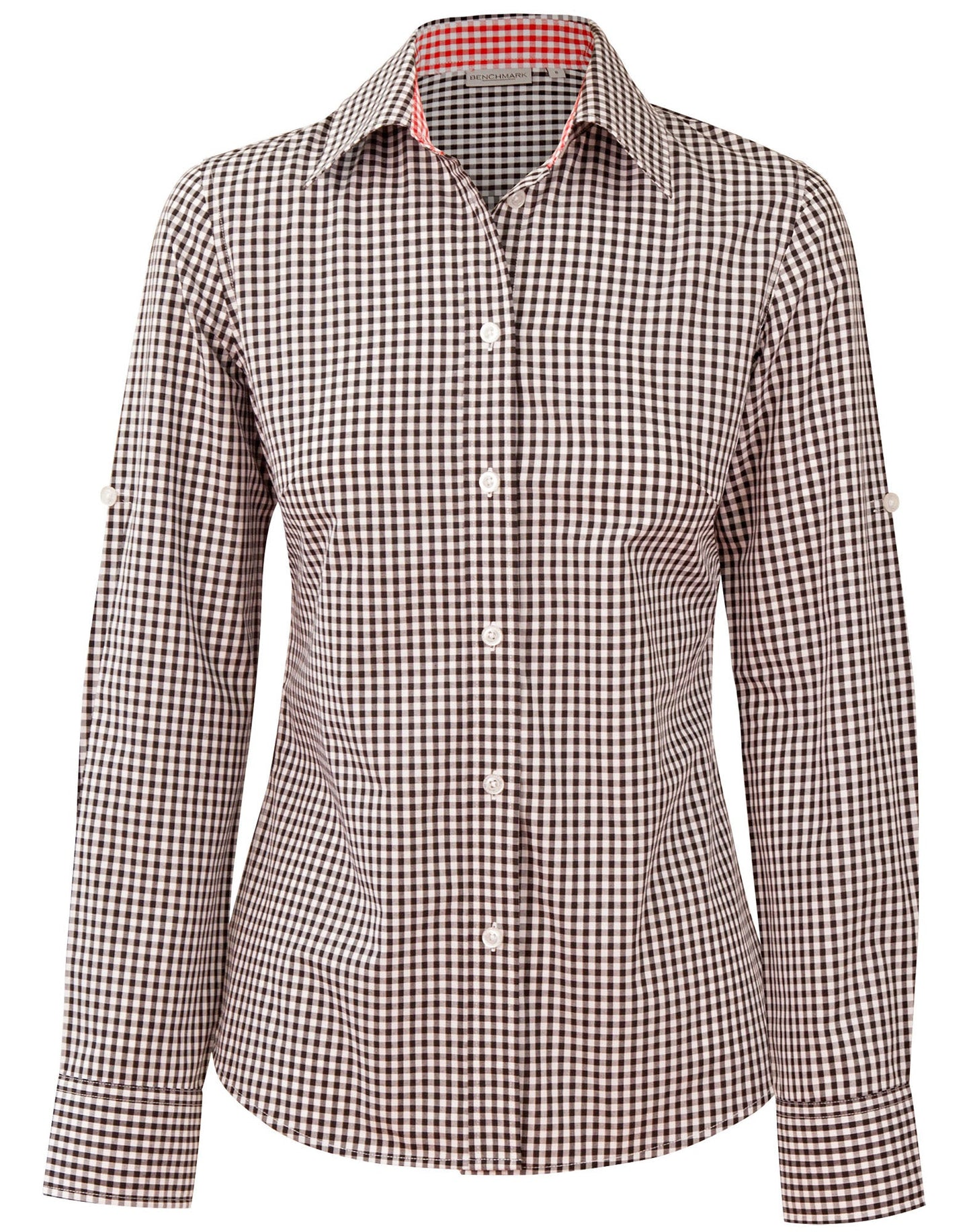 Women's Gingham Check Roll-up L/S Shirt - M8330L