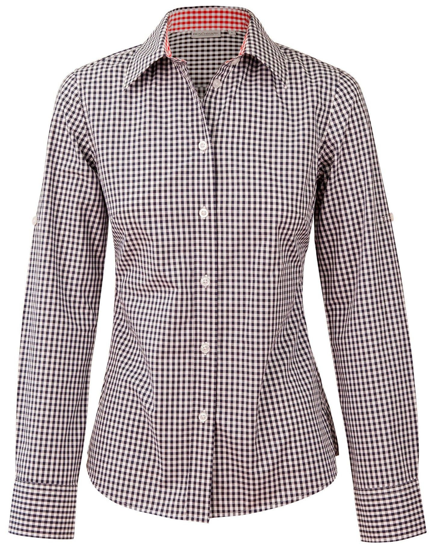 Women's Gingham Check Roll-up L/S Shirt - M8330L