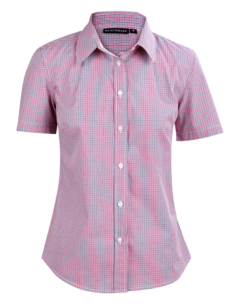 Ladies' Two Tone Mini Check S/S Shirt - M8340S