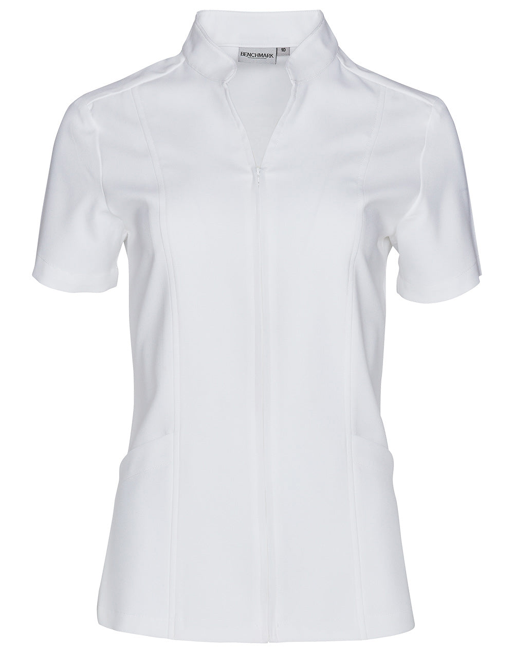 Women's Full Zip Front Short Sleeve Tunic - M8636S