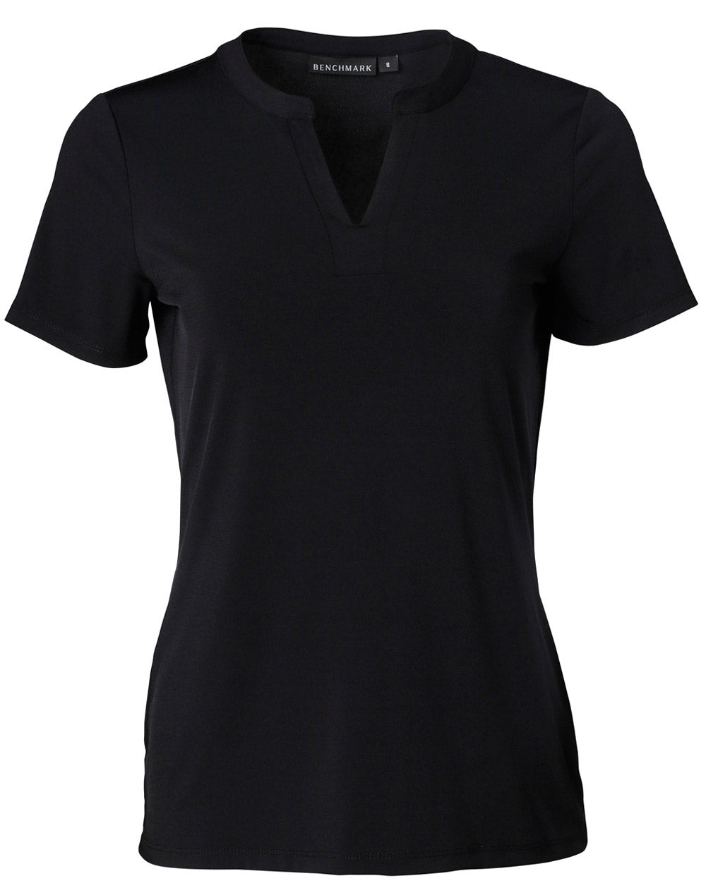 Ladies' V-neck with Tab S/S Knit Top - M8840