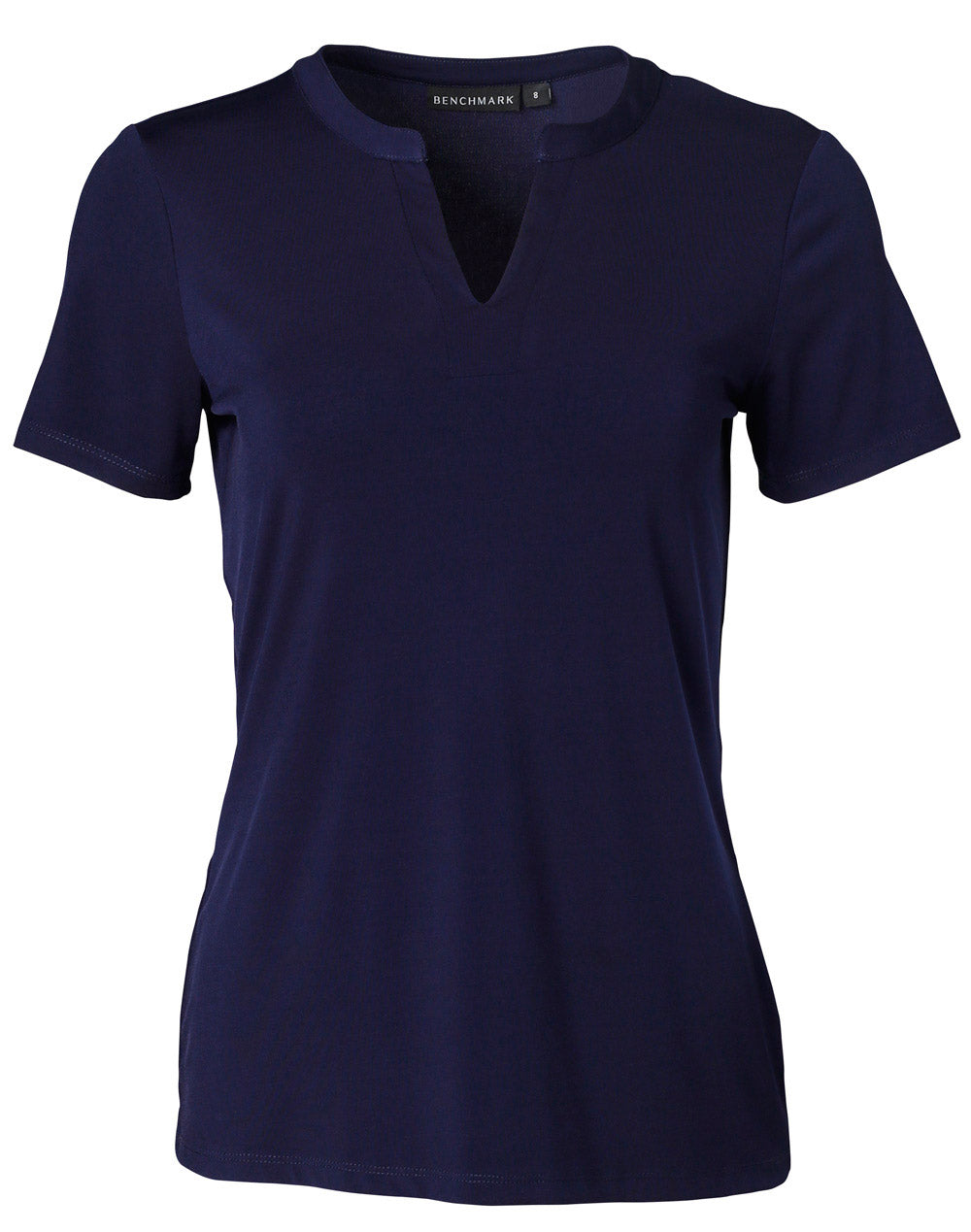 Ladies' V-neck with Tab S/S Knit Top - M8840
