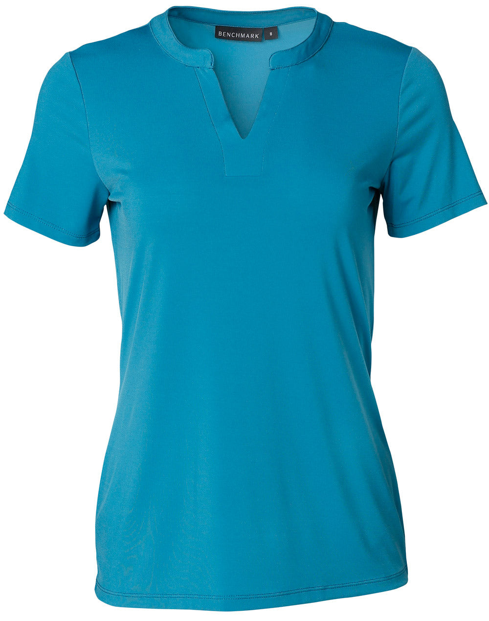 Ladies' V-neck with Tab S/S Knit Top - M8840