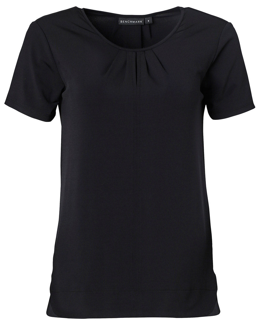 Ladies' Round Neck with Pleats S/S Knit Top - M8850