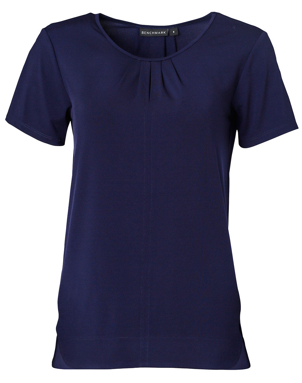 Ladies' Round Neck with Pleats S/S Knit Top - M8850