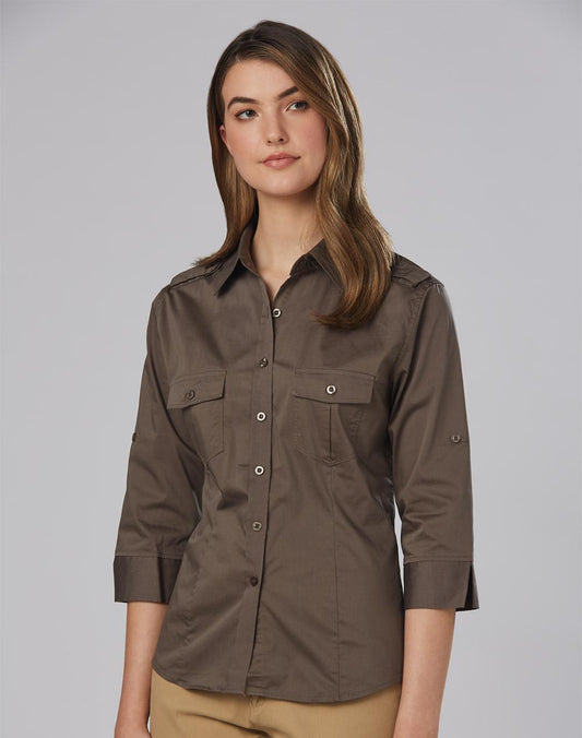 Women's 3/4 Sleeve Military Shirt - M8913